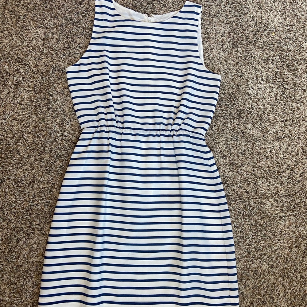 J. Crew Striped Blue and White Dress